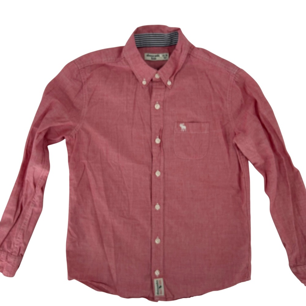 Abercrombie Kids Boys Button Down Shirt Red Size 13/14 Long Sleeve Casual - Picture 3 of 5